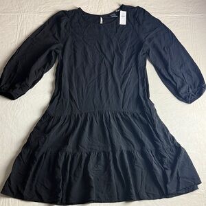 GAP Women's Black Long Sleeve Drop Waist Dress Size XS NWT
